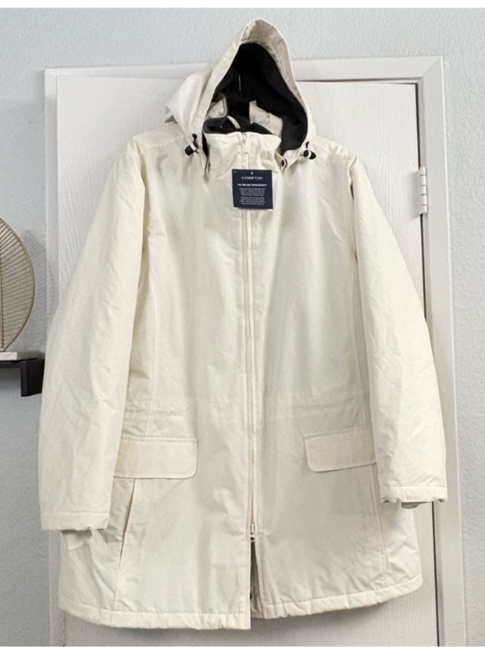 Lands' End Cream Hooded Trench Coat Size 1X